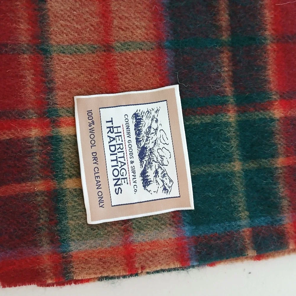 Heritage Traditions Scarf Men Red Green Plaid Wool Tartan Plaid Winter